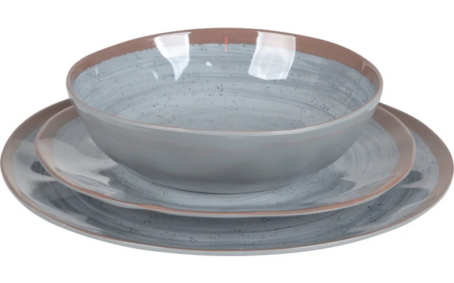 Bo-Camp Melamin Geschirr Set 12-tlg. Braun / Grau 2 Bo-Camp Melamin Geschirr Set 12-tlg. Braun / Grau – Bild 2