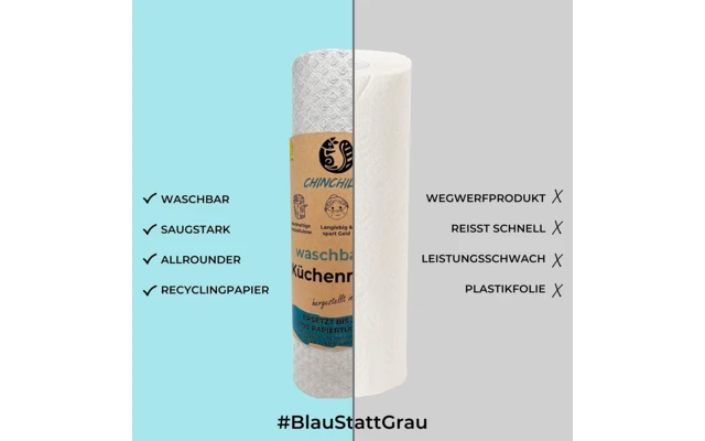 Chinchilla Waschbare Küchenrolle Aus Holzzellulose Und Baumwolle Grau 5 Chinchilla Waschbare Küchenrolle Aus Holzzellulose Und Baumwolle Grau – Bild 5
