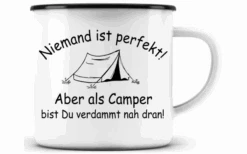 Just Camper Emaille Tasse Niemand Ist Perfekt